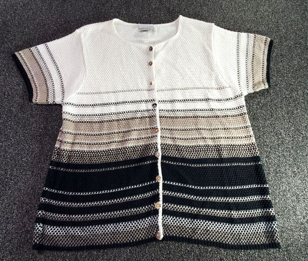 Fashion Bug Sweater Womens 18/20 White Black Multicolor Short Sleeve Top Office